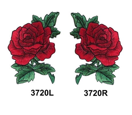 Вышивка цветка красной розы шьет цвет Pantone заплаты изготовленный на заказ для одежд