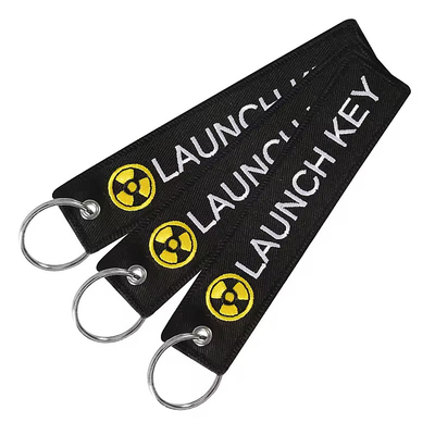 Вышивка Подвесок Двусторонний вышитый ключевой цепочек Jacquard Weave Logo Woven Label Key Ring
