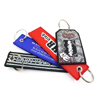 Заказный карабинер Швы тканеная вышивка Jet Tag Key Holder Eagle Beak Black Wrist Strap Lanyard Keychain