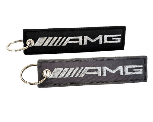 Вышитый логотип AMG Ключевая цепь Аксессуары Круга Тег Кольцо Черный Серый Серебряный Шрифт