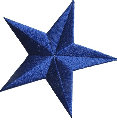3&quot; голубая вышитая звезда латает утюг на предпосылке twill заплаты Applique