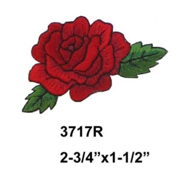 Утюг ткани Twill заплаты вышивки цветка красной розы на заплате Applique