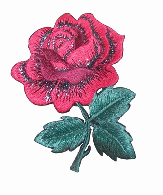 4&quot; утюг красной розы вышитый цветком на заплате со слипчивой задней частью